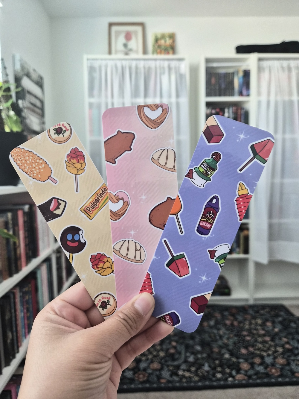 Cute Pastel Bookmarks - Pink, Purple & Beige - Mexican Bread & Candy Theme